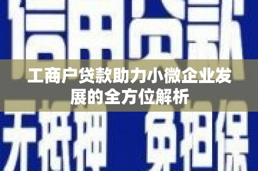 南溪工商户贷款助力小微企业发展的全方位解析