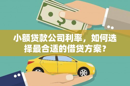 梓官小额贷款公司利率，如何选择最合适的借贷方案？